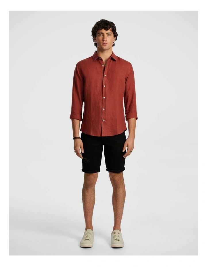 West Hampton Pure Linen Shirt in Rust image 5