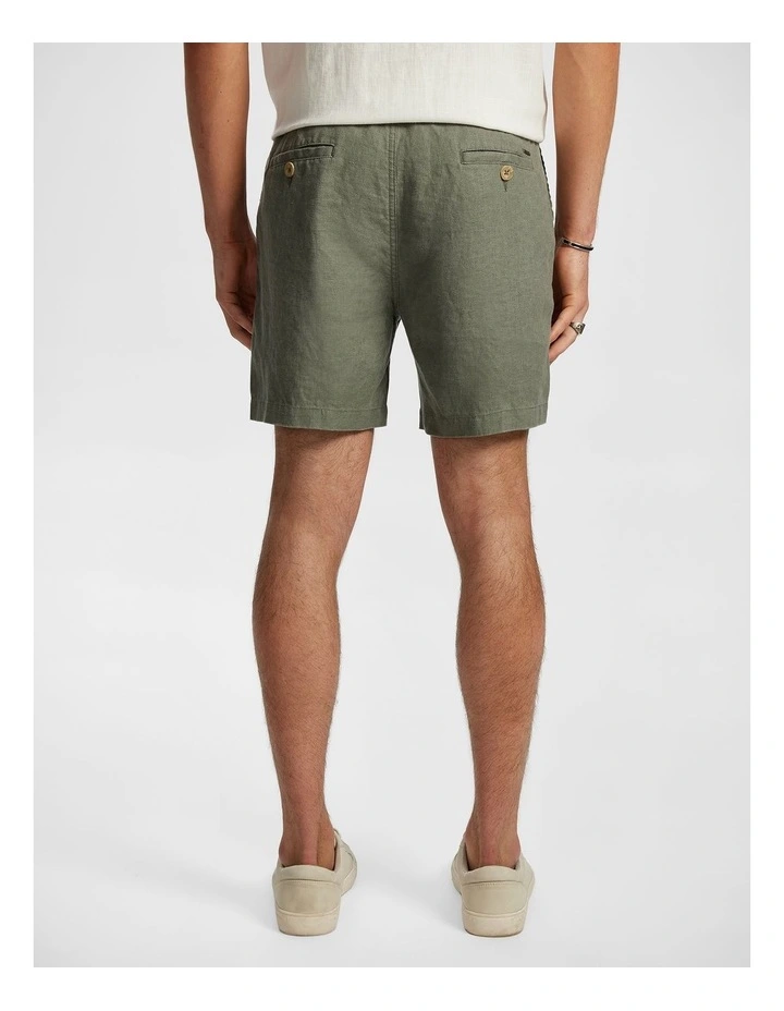 Manta Linen Short in Khaki image 2