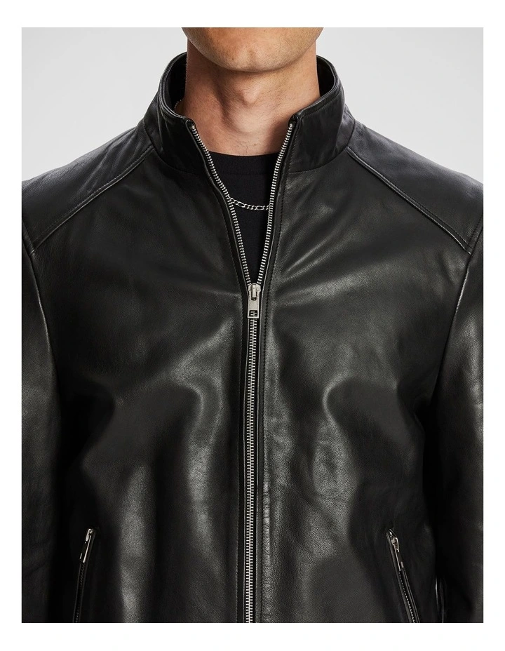 Hemsworth Leather Jacket in Black image 3