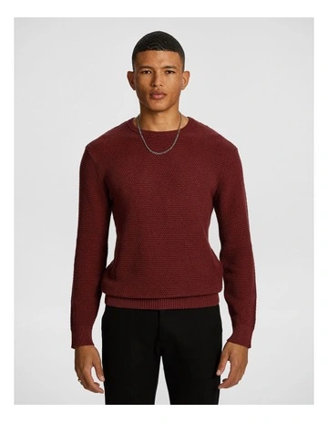 Jayce Crew Neck Knit Jumper in Rust