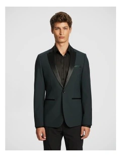 Max Wool Blend Tux Blazer in Forest