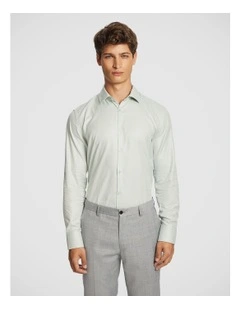 Monaco Pure Cotton Textured Dress Shirt in Mint Green