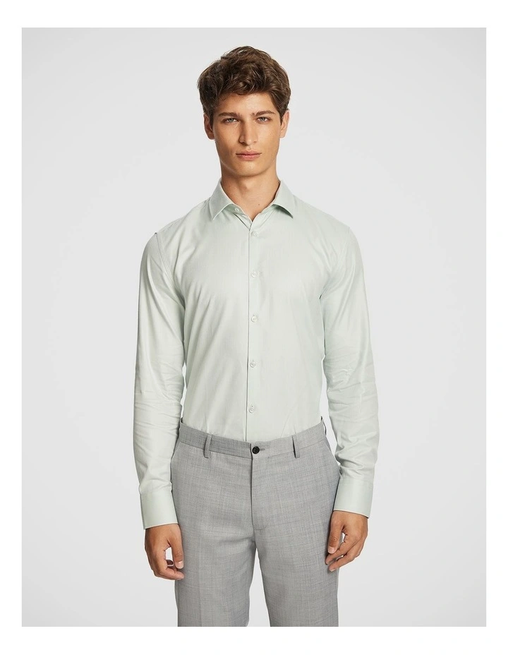 Monaco Pure Cotton Textured Dress Shirt in Mint Green image 1
