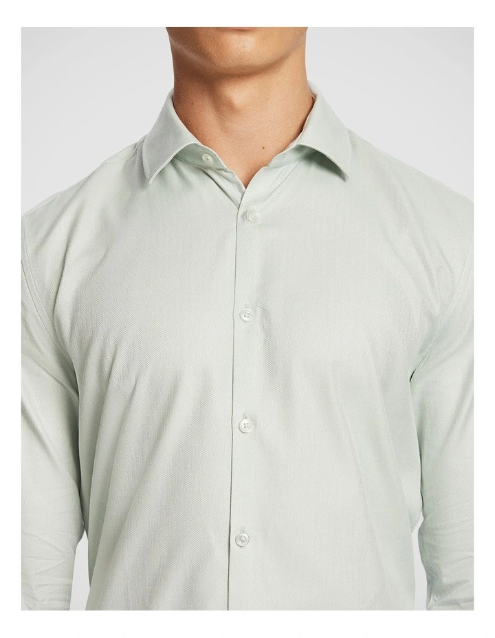 Monaco Pure Cotton Textured Dress Shirt in Mint Green image 3