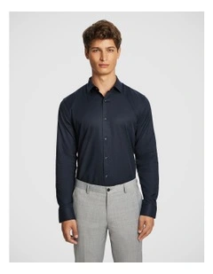 Clubman Pure Cotton Twill Slim Fit Dress Shirt in Ink