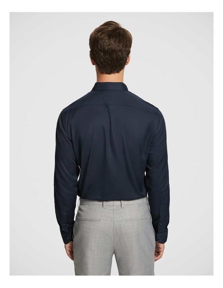 Clubman Pure Cotton Twill Slim Fit Dress Shirt in Ink image 2