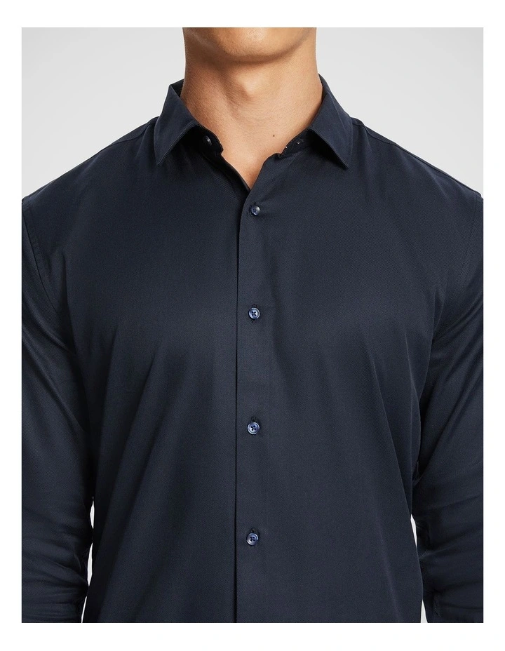 Clubman Pure Cotton Twill Slim Fit Dress Shirt in Ink image 3