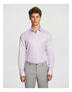 Clubman Pure Cotton Twill Slim Dress Shirt in Lilac