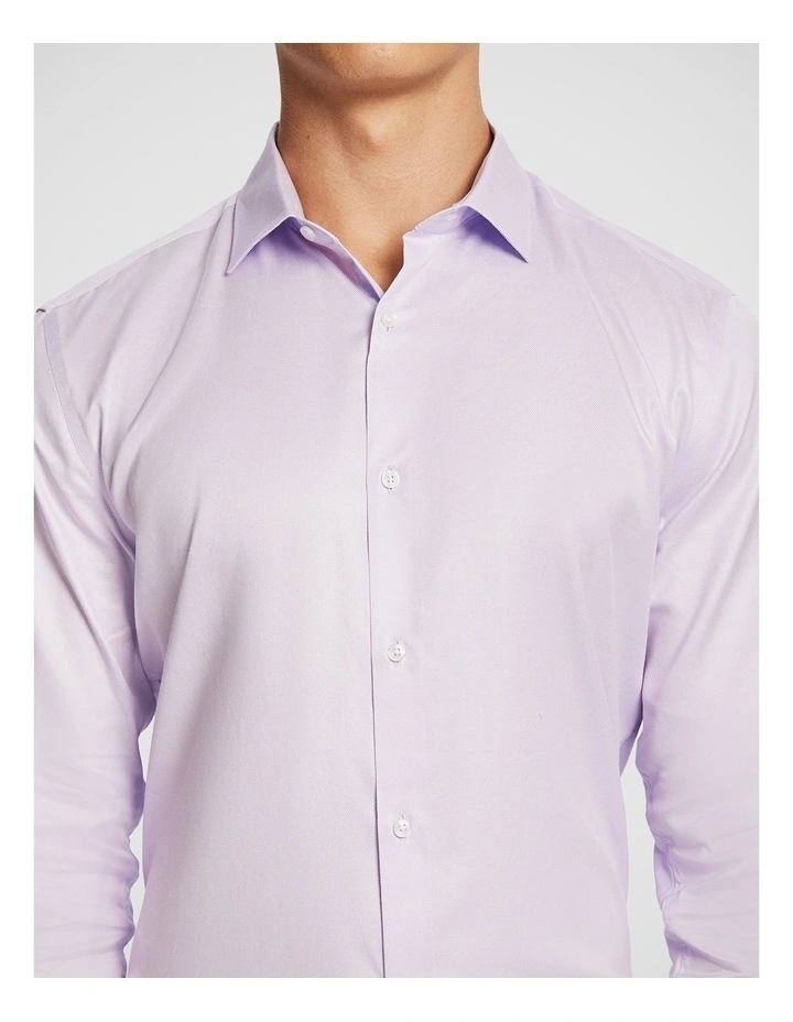 Clubman Pure Cotton Twill Slim Dress Shirt in Lilac image 3