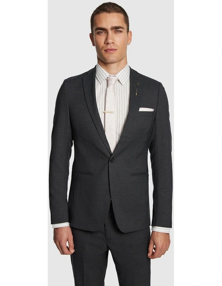 Lukey Skinny Fit Stretch Suit Jacket in Charcoal image 1