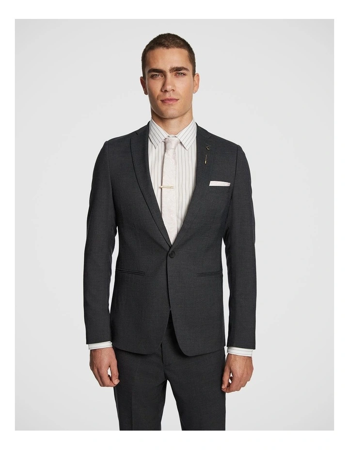 Lukey Skinny Fit Stretch Suit Jacket in Charcoal image 1