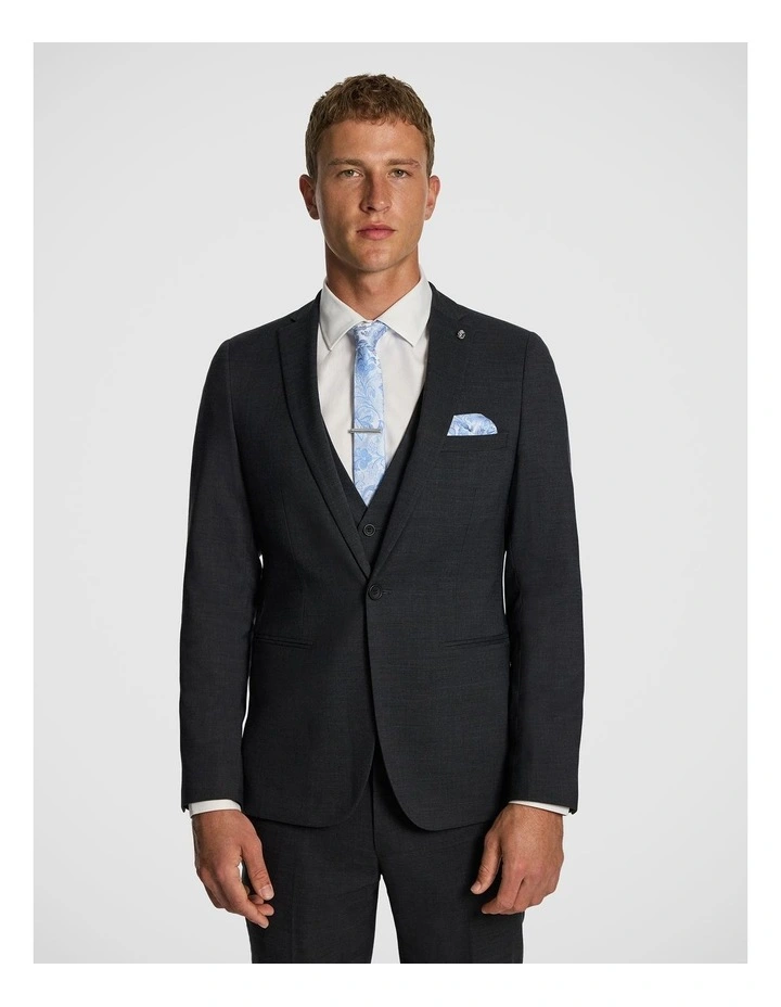 Lukey Skinny Fit Stretch Suit Jacket in Charcoal image 1
