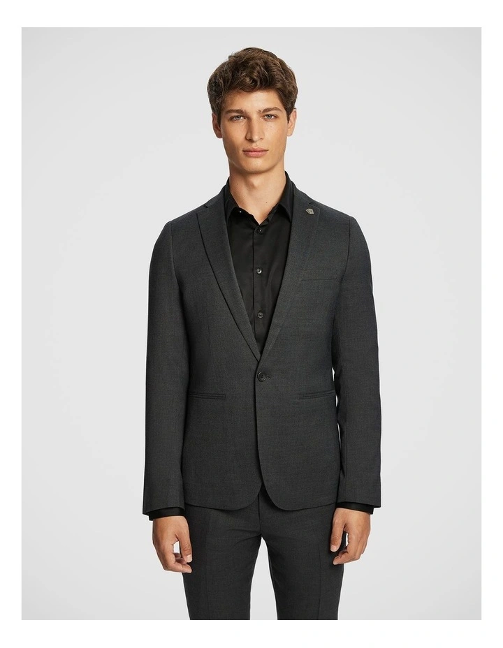 Lukey Skinny Fit Stretch Suit Jacket in Charcoal image 1