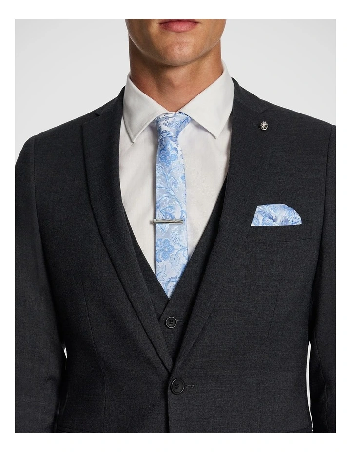 Lukey Skinny Fit Stretch Suit Jacket in Charcoal image 3