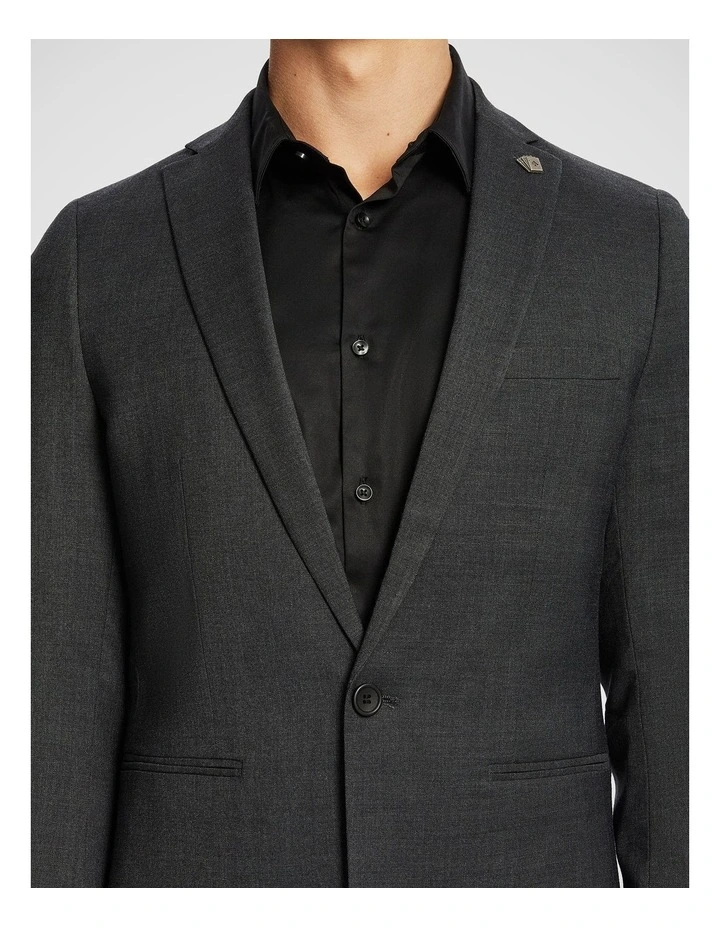 Lukey Skinny Fit Stretch Suit Jacket in Charcoal image 3