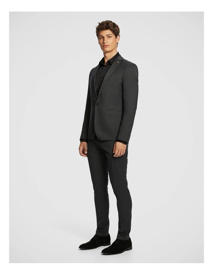Lukey Skinny Fit Stretch Suit Jacket in Charcoal image 4