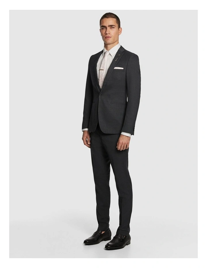Lukey Skinny Fit Stretch Suit Jacket in Charcoal image 5