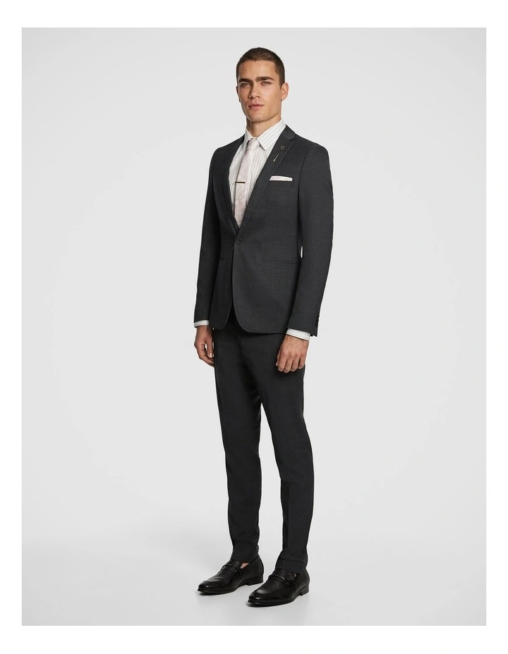 Lukey Skinny Fit Stretch Suit Jacket in Charcoal image 5