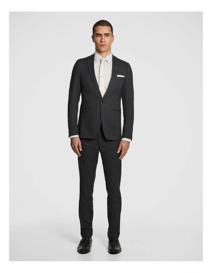 Lukey Skinny Fit Stretch Suit Jacket in Charcoal image 6