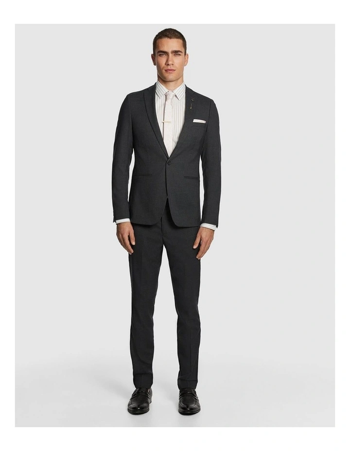 Lukey Skinny Fit Stretch Suit Jacket in Charcoal image 6