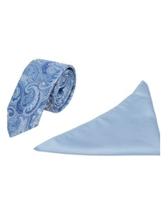 Evan Tie And Pocket Square Set in Blue