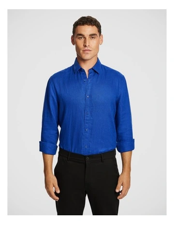 West Hampton Pure Linen Shirt in Bright Blue