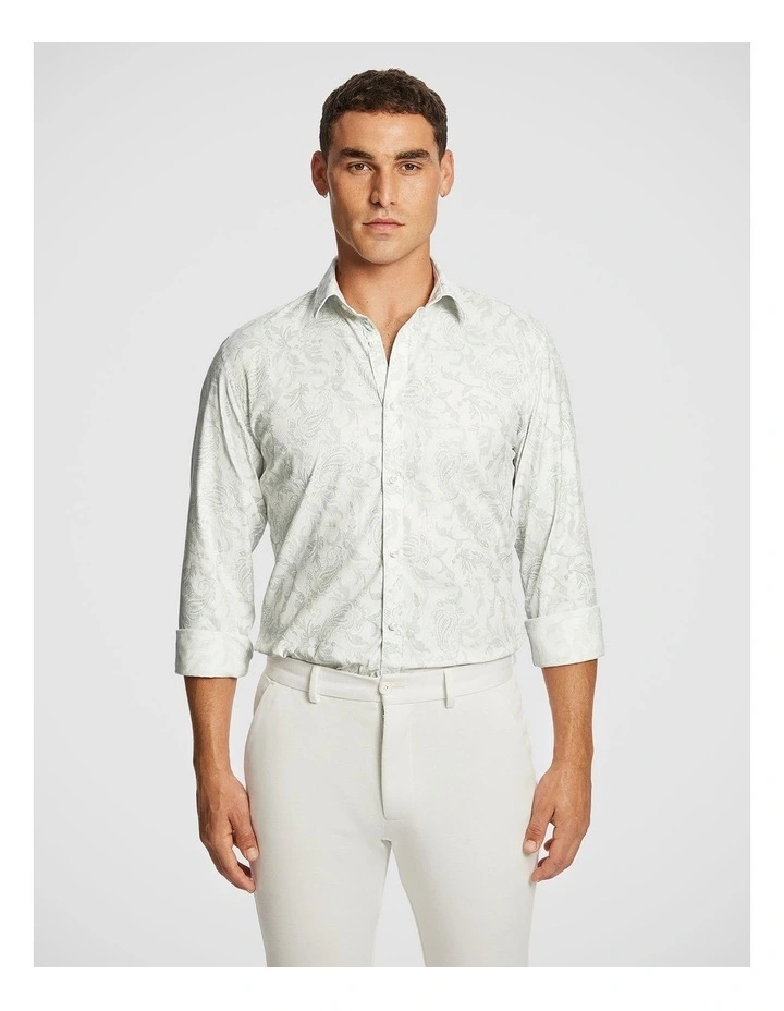 Valencia Slim Paisley Shirt in Sage image 1