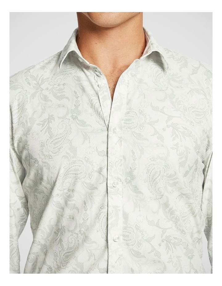 Valencia Slim Paisley Shirt in Sage image 3
