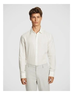 Malta Smart Slim Linen Shirt in White
