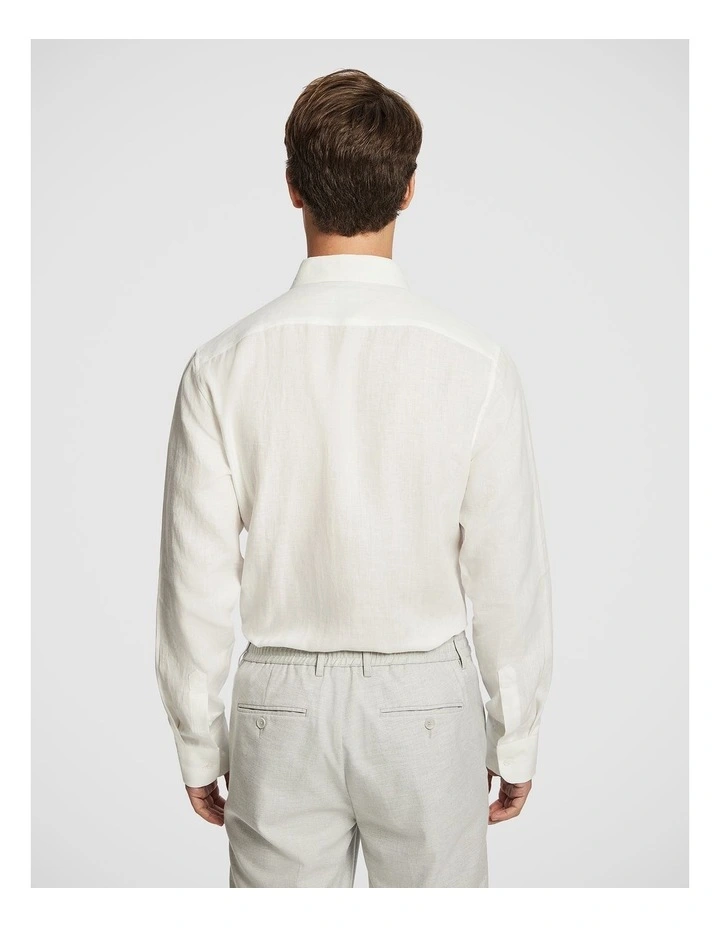 Malta Smart Slim Linen Shirt in White image 2