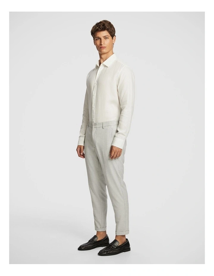 Malta Smart Slim Linen Shirt in White image 4