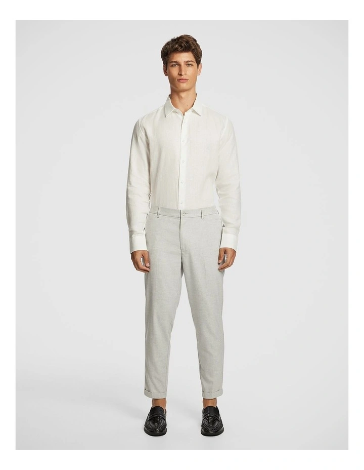 Malta Smart Slim Linen Shirt in White image 5