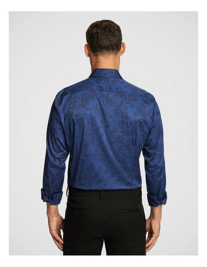 Elimatta Slim Paisley Shirt in Navy image 2