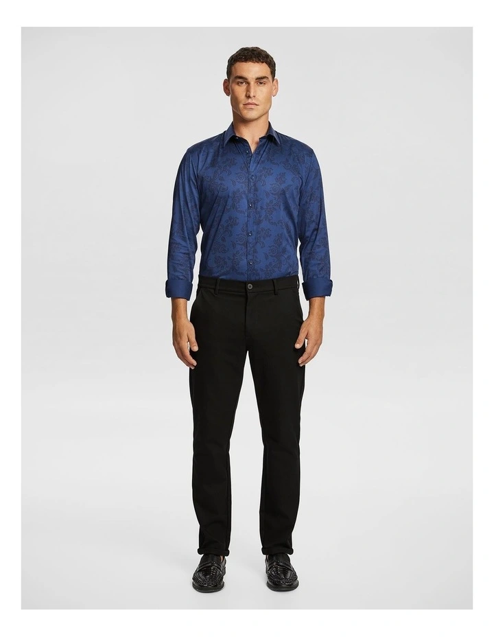 Elimatta Slim Paisley Shirt in Navy image 5