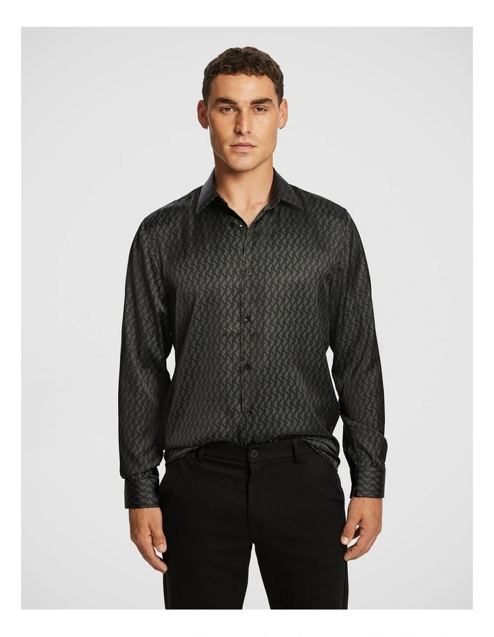 Enmore Geo Shirt in Black image 1