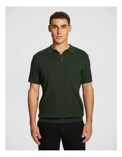 Banderas Knitted Polo Shirt in Forest