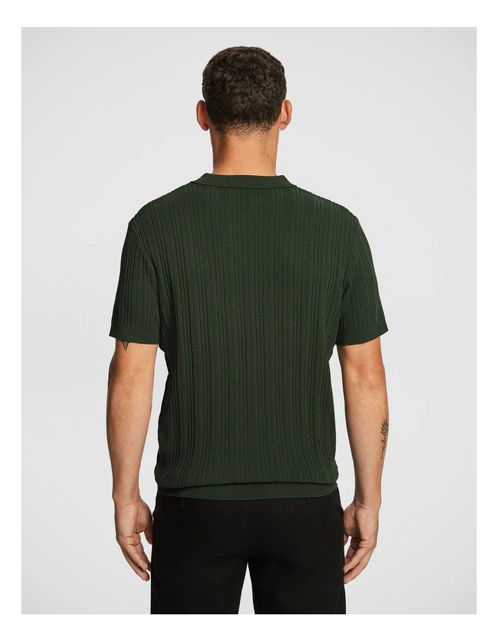 Banderas Knitted Polo Shirt in Forest image 2