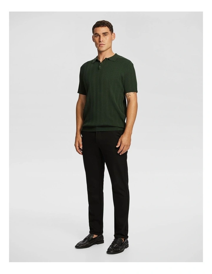 Banderas Knitted Polo Shirt in Forest image 4