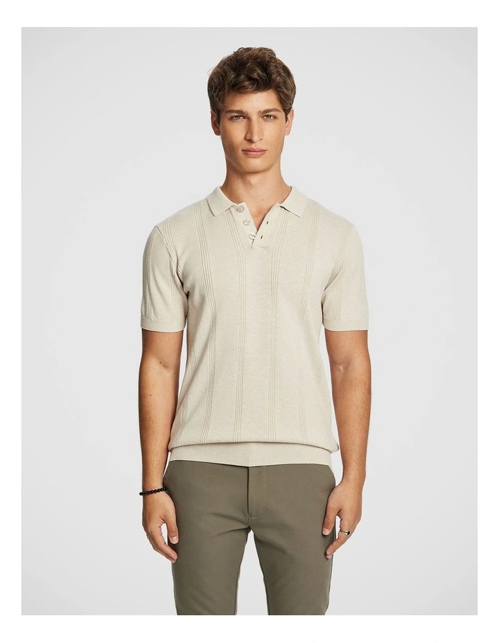 Tony Knitted Polo Shirt in Natural image 1