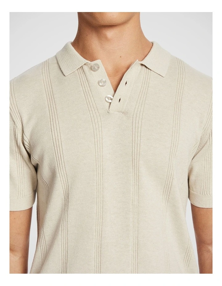 Tony Knitted Polo Shirt in Natural image 3