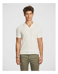 Newport Knit Polo Shirt in White
