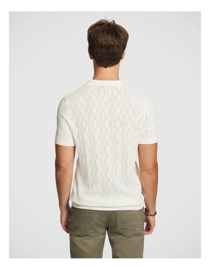 Newport Knit Polo Shirt in White image 2