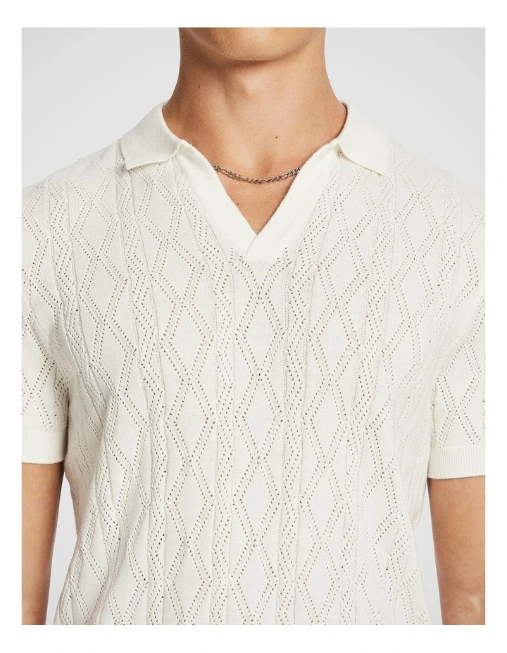 Newport Knit Polo Shirt in White image 3