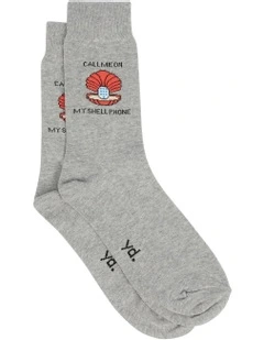 Shell Pun Sock in Mid Grey Marle