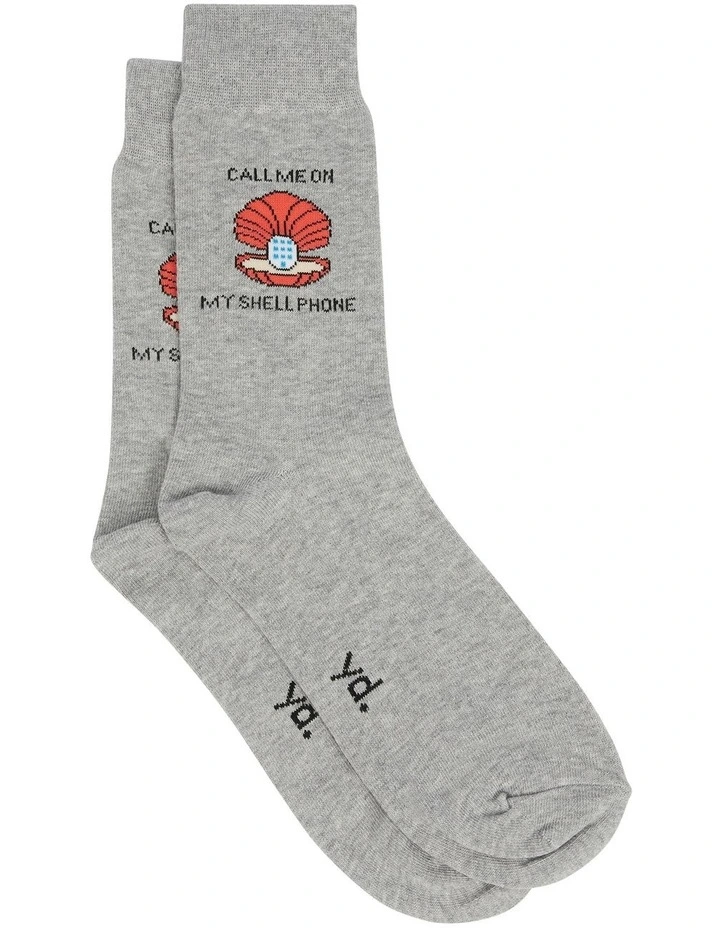 Shell Pun Sock in Mid Grey Marle image 1