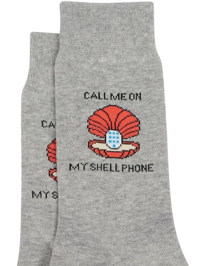 Shell Pun Sock in Mid Grey Marle image 2