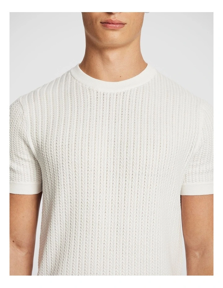 Theodore Knitted Tee in White image 3