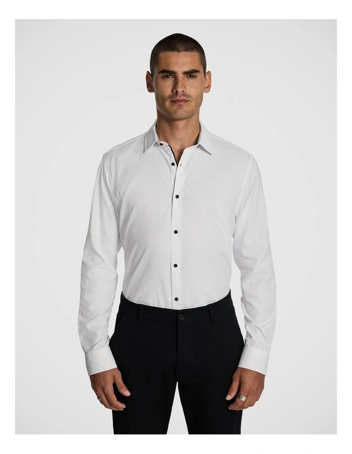 Heart Textured Slim Shirt in White image 1