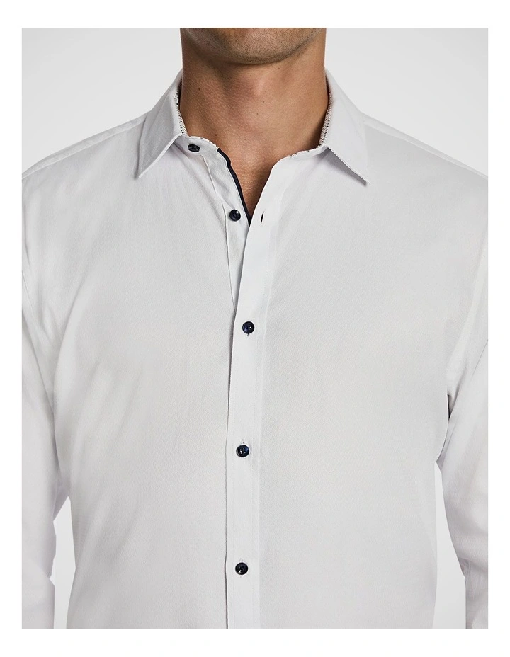Heart Textured Slim Shirt in White image 3