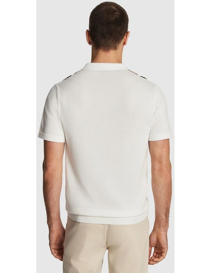 Simpson Knitted Polo Shirt in White image 2